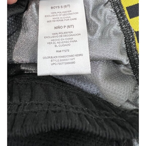 Batman Boys Mesh Athletic Shorts Size 6/7 Gray & Black With Yellow Logo - Picture 4 of 5